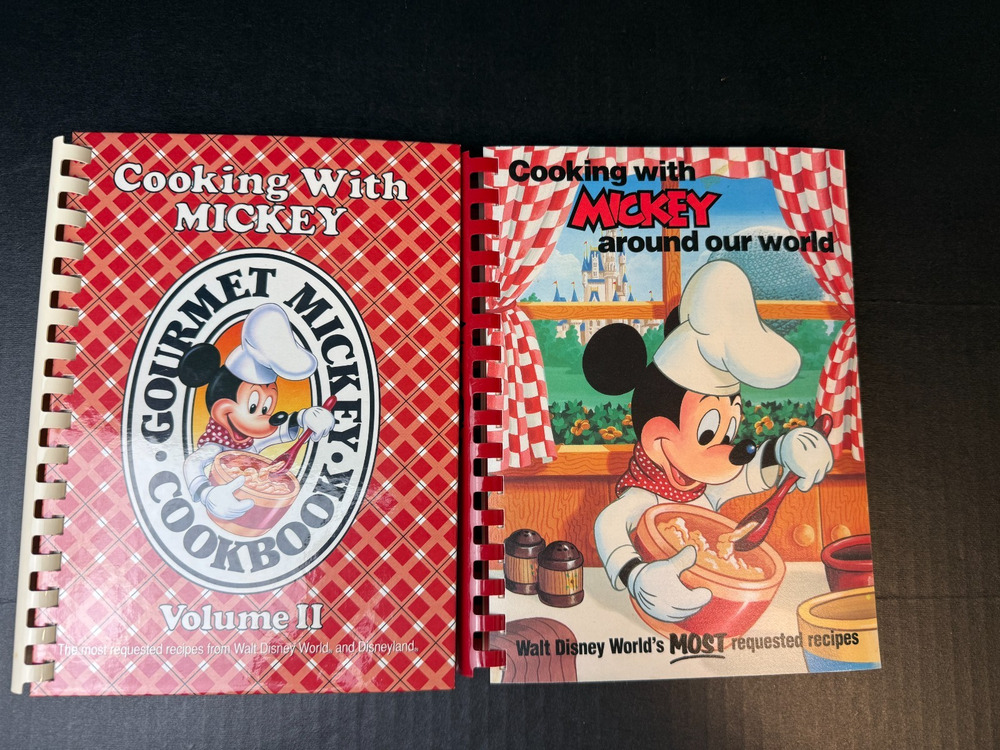 Cooking With Mickey Around Our World & Cooking with Mickey Vol II Vtg